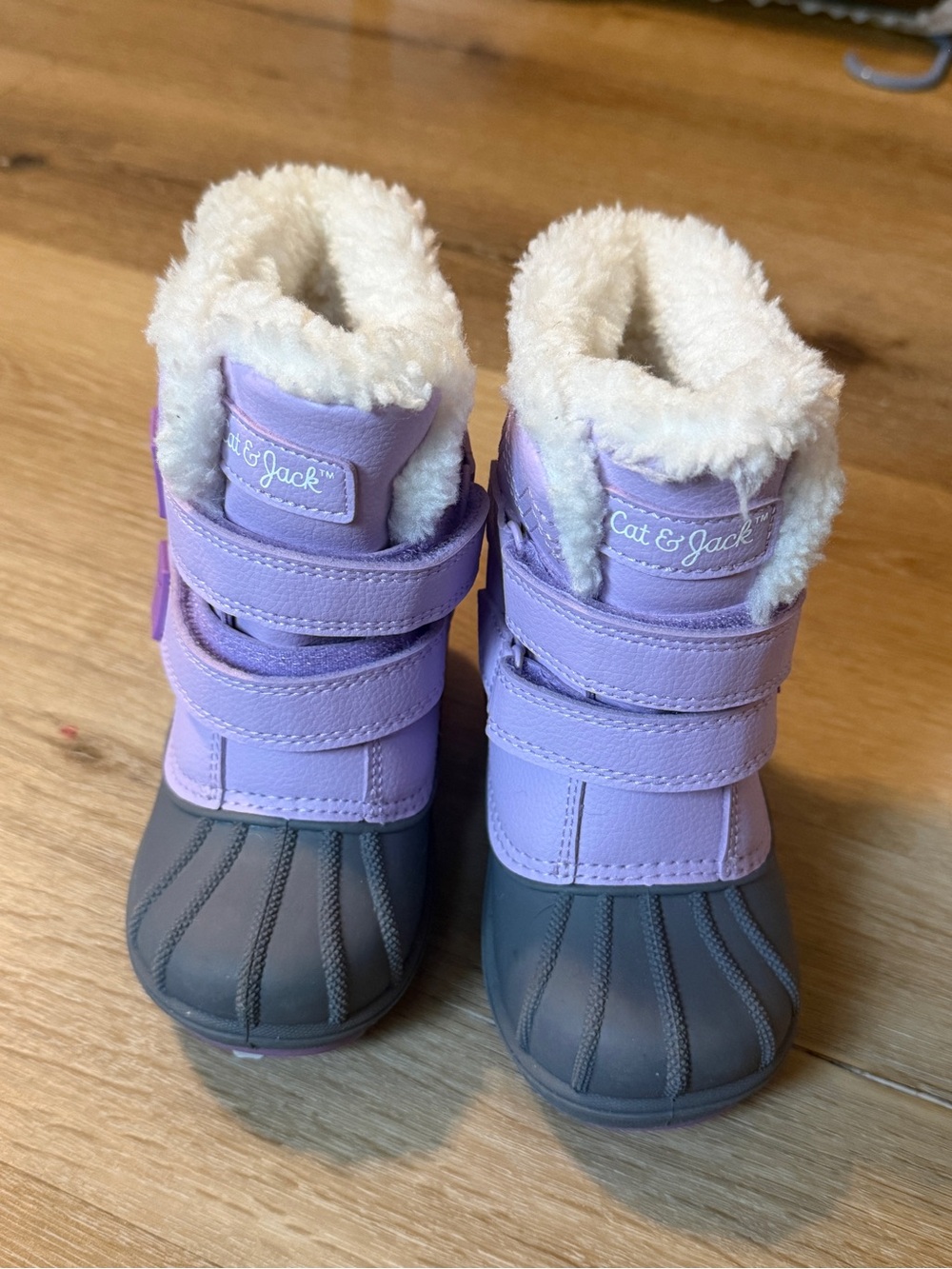 Cat & Jack Lavender and Gray Kids' Insulated Winter Boots